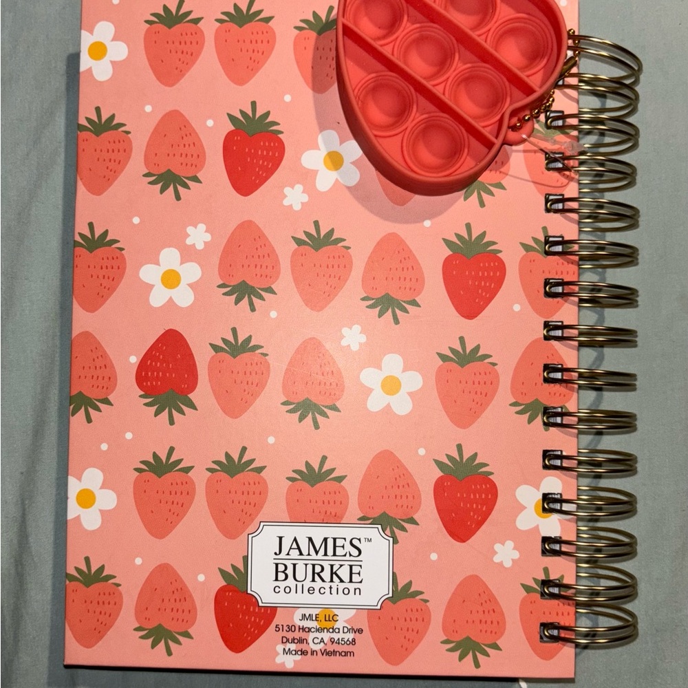 Strawberry Pattern Notebook with Heart Keychain - Picture 3 of 3